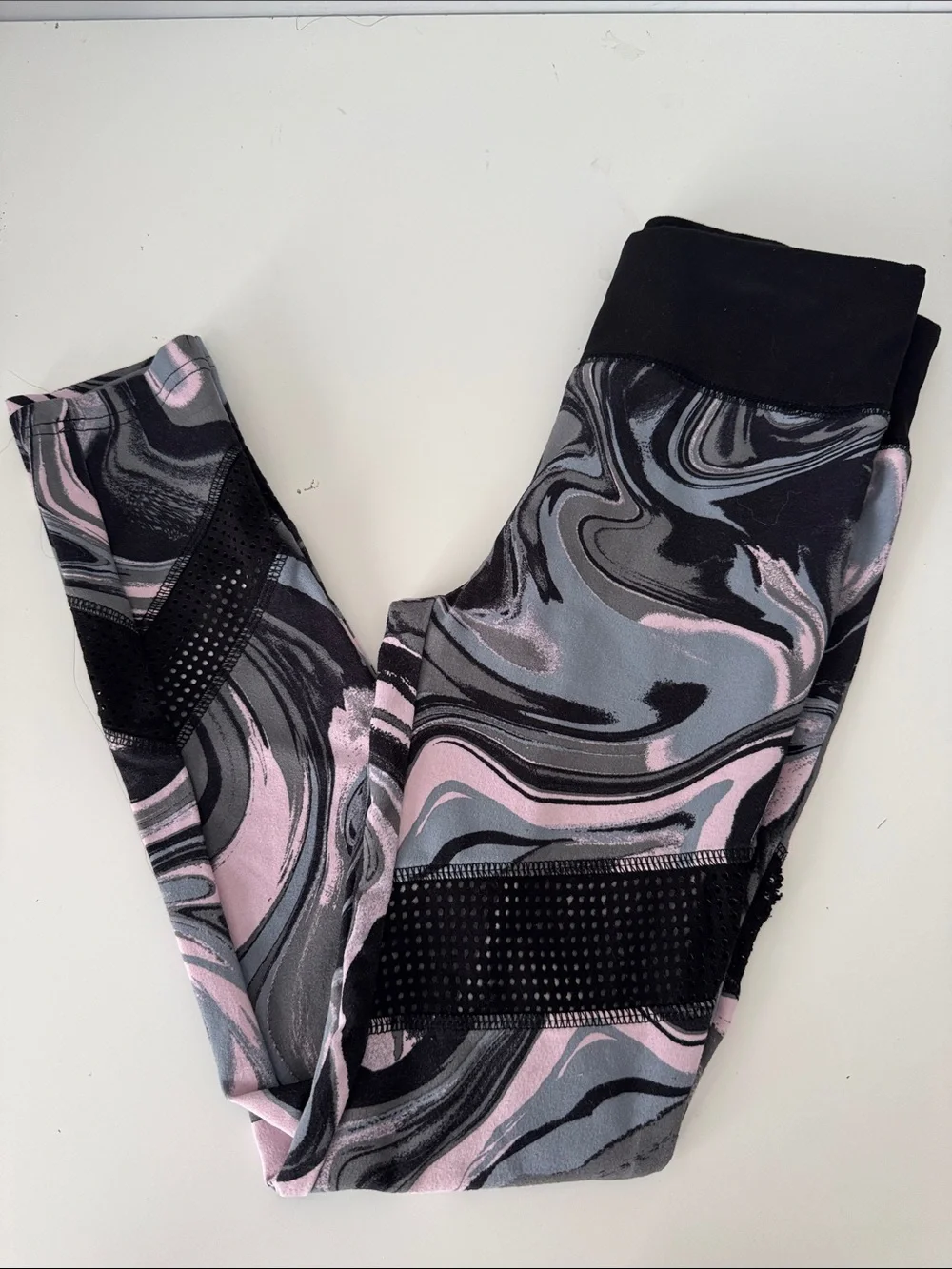 Justice Active Kids Marble Print Leggings Mesh cutouts. Size 10yr